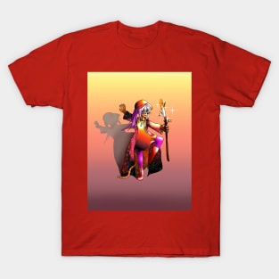 Cat sorcerer with a fire staff T-Shirt